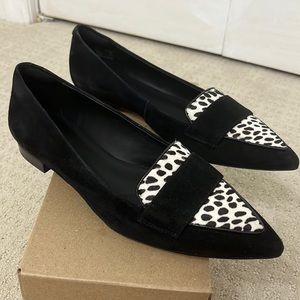 Clarks low heel animal print loafers
